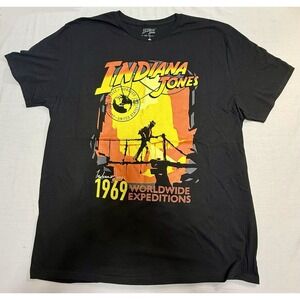 Indiana Jones Worldwide Black Men's Tee Shirt XL (46-48) , Short‎ Sleeve